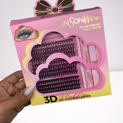 Producto - Pestañas DIY Cluster 3D con Pinza y Pegamento - Lasonwink
