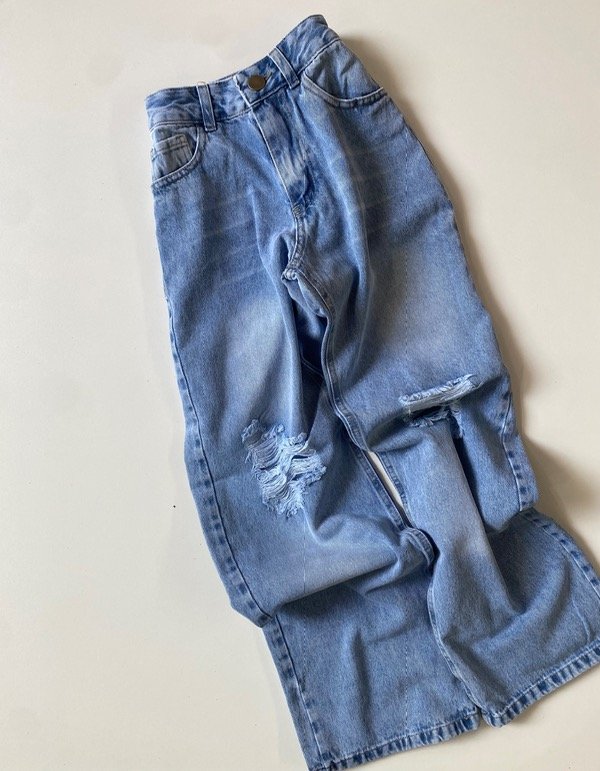 Producto - Jean wide roturas celeste