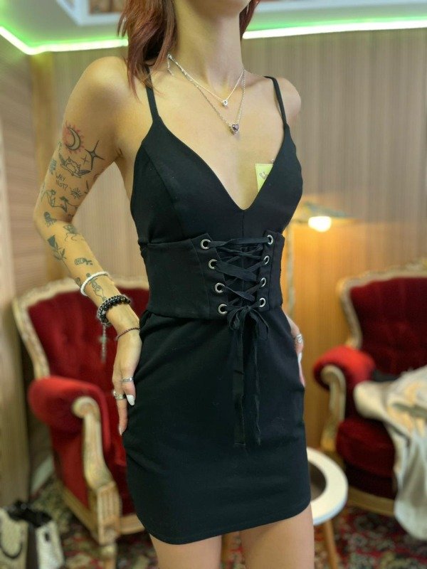 Producto - Vestido negro con corset T.M