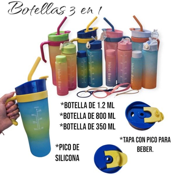 Producto - Kit 3 botellas motivacionales con Quencher