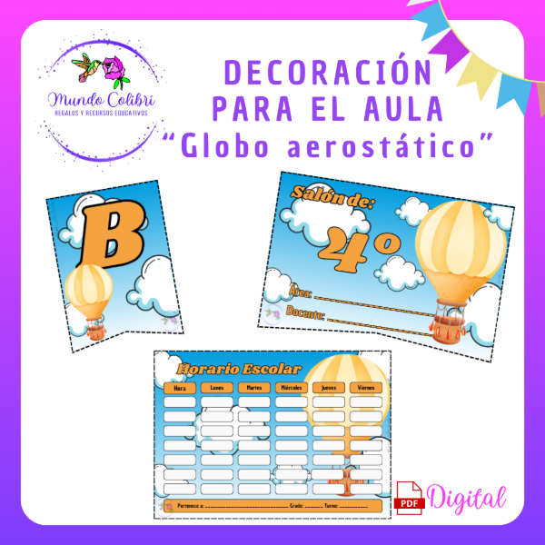 Producto - Deco para el aula "Globo aerostático" (Archivo Digital)
