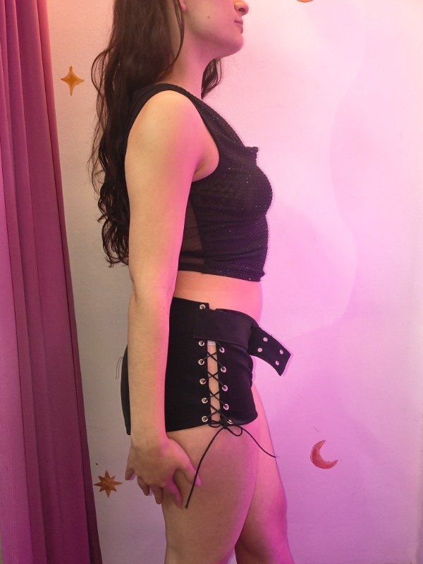 Producto - Short Negro Satinado con Cinturón - 1