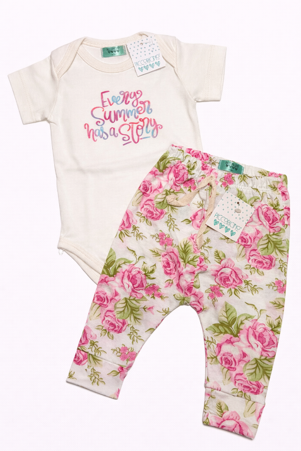 Producto - Dúo body every summer y babucha flores fucsia