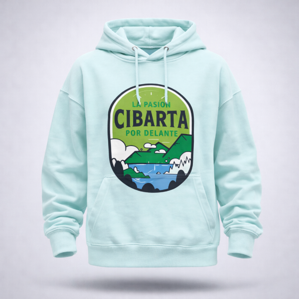 Producto - Canguro OVERSIZE Cibarta MOD PATAGONIA TURQUESA algodon Rustico