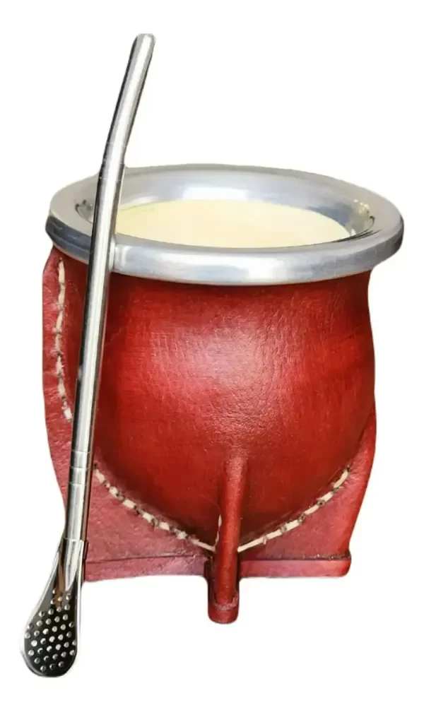 Producto - Mate Calabaza Natural Y Cuero Marrón Premium - 1