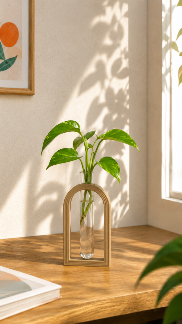 Producto - Maceta Propagación Arcos Con Tubo Ensayo Vidrio Incluido Beige