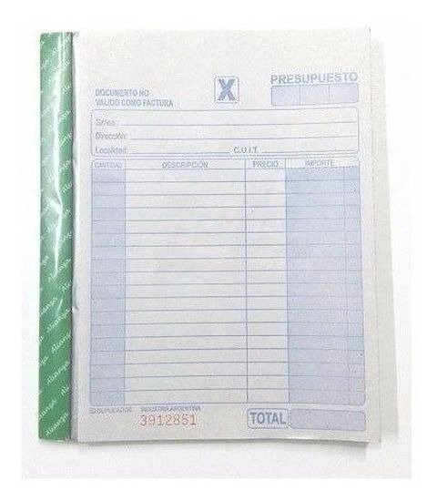Producto - TALONARIO PRESUPUESTO DUPLICADO GRANDE NEUTRO 17X20CM 50 JUEGOS ALIANZA