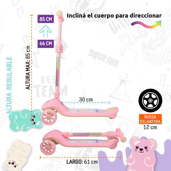 Producto - Monopatin balanceo plegable MP 218 Rosa - 6