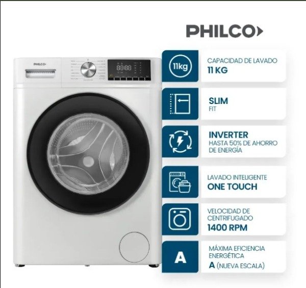 Producto - LAVARROPAS PHILCO 11KG INVERTER 1400RPM BLANCO
