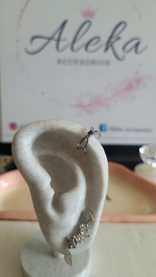 Producto - Aro cuff con strass de colores de acero quirúrgico