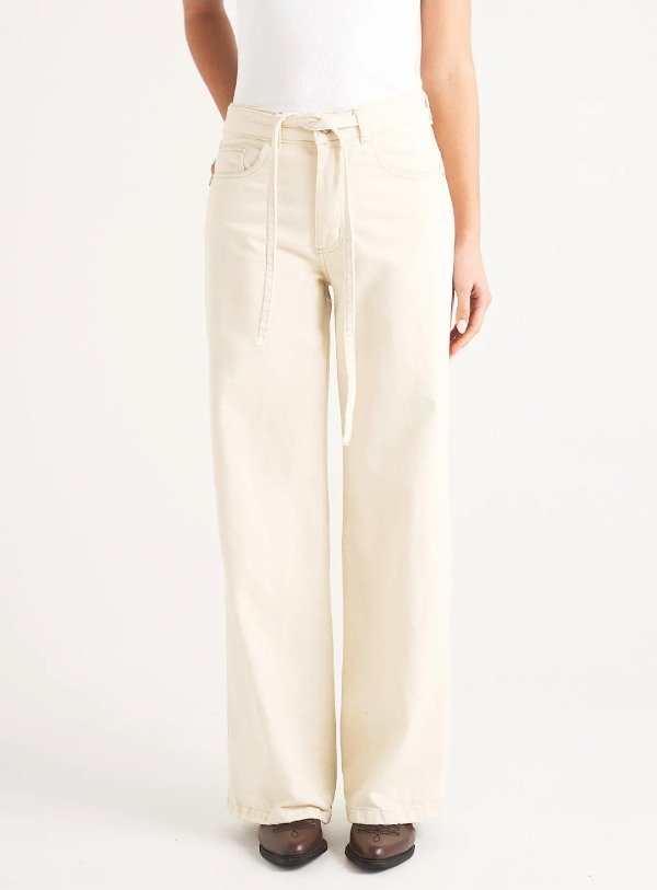 Producto - Wide leg natural con cinto (W114)