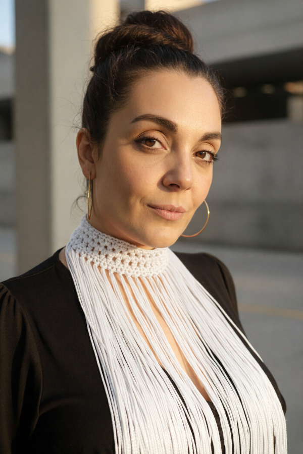 Producto - Collar De Flecos De Seda Recto Blanco