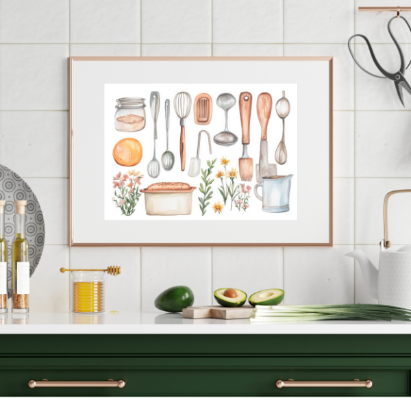 Producto - Set de 4 laminas en acuarela para cocina - LAM25