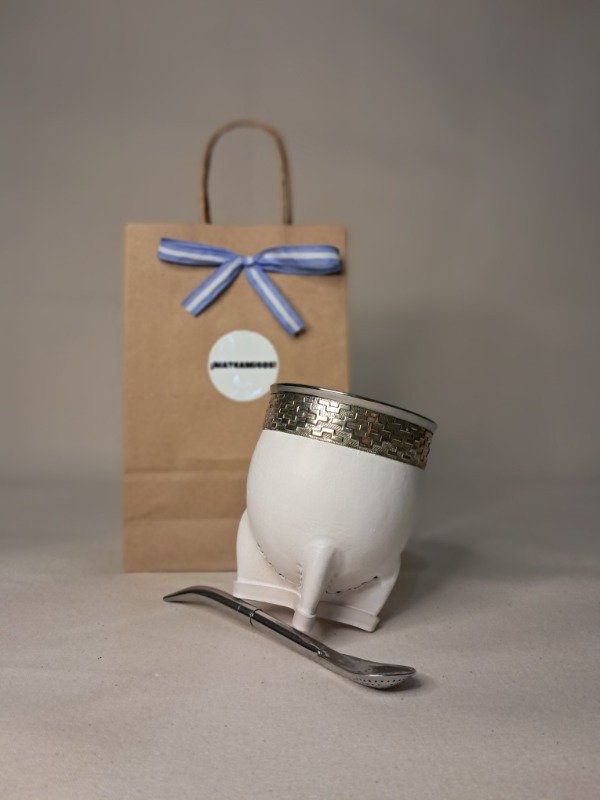 Producto - COMBO IMPERIAL DE CALABAZA BLANCO + BOMBILLA PICO LORO ( Guarda Pampa )