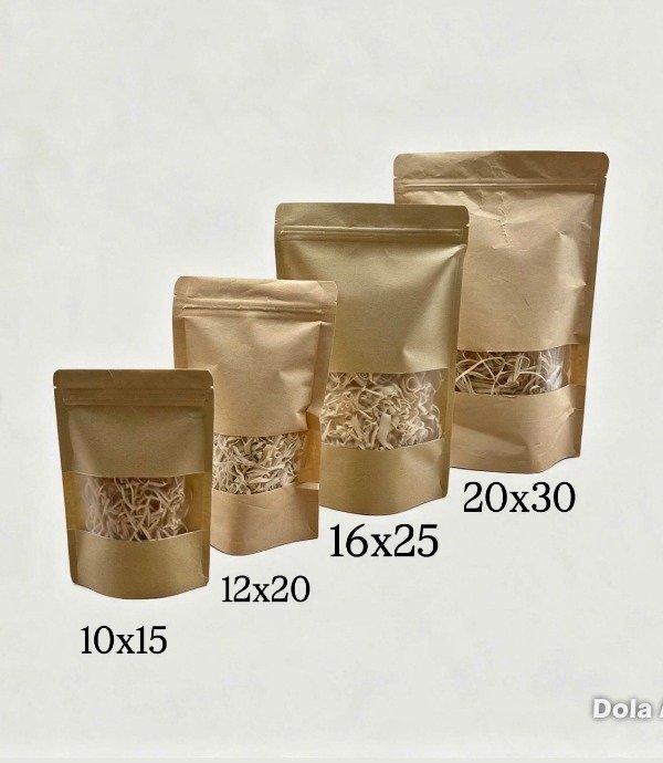 Producto - DOYPACK KRAFT CON VENTANA INTER . COD. 1657 medida 12x20+4