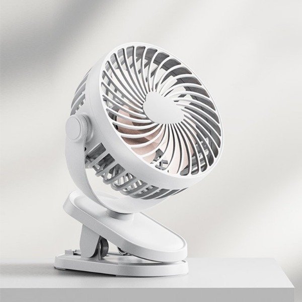 Producto - Mini ventilador recargable pinza 3 velocidades 3 posiciones luz led