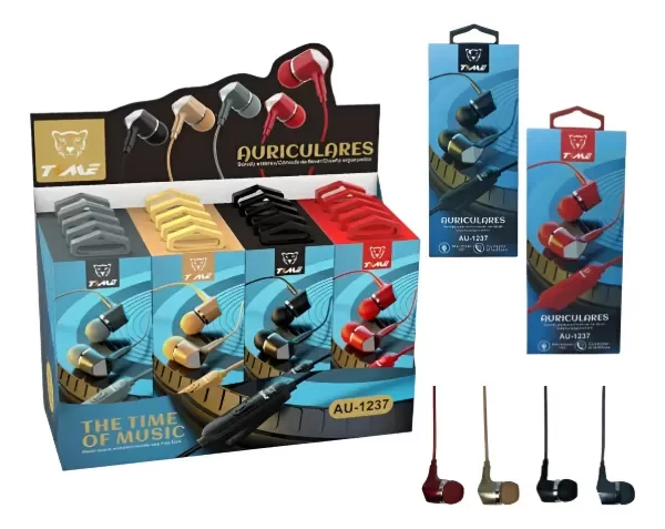 Producto - AURICULARES IN-EAR MANOS LIBRES TIME CABLE 3.5MM 1.2M ROJO