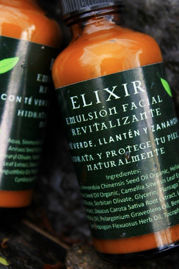 Producto - Elixir: Emulsión facial revitalizante (Té verde, Llantén y Zanahorias)