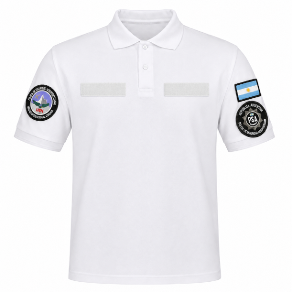 Producto - Chomba con Escudos Bordados - Borde Gris o Dorado