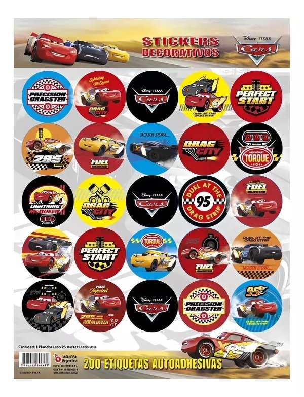 Producto - PLANCHA STICKERS CARRERAS - CARS - 1