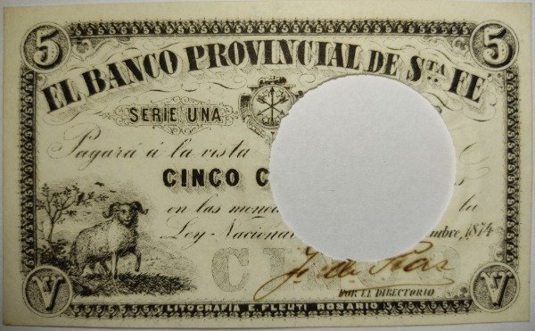 Producto - Santa fé 5 centavos año 1874 (2) - 0