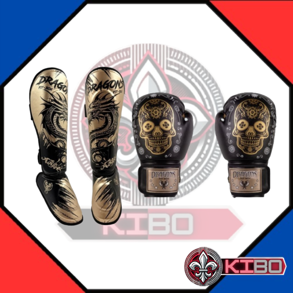 Producto - TIBIALES DRAGON FIRE + GUANTES PREMIUM