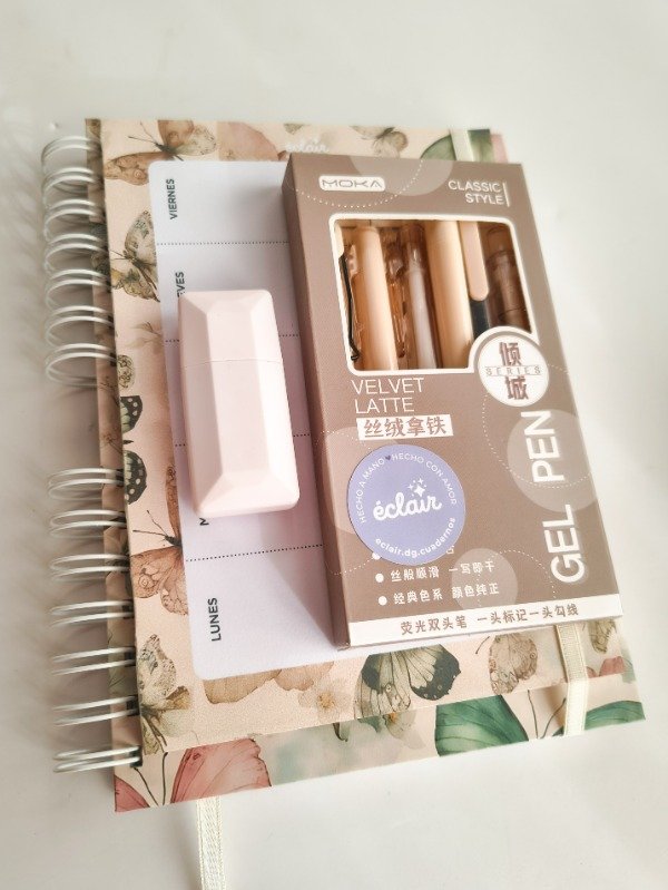 Producto - Combo cuaderno + organizador semanal + accesorios - Beige - 12