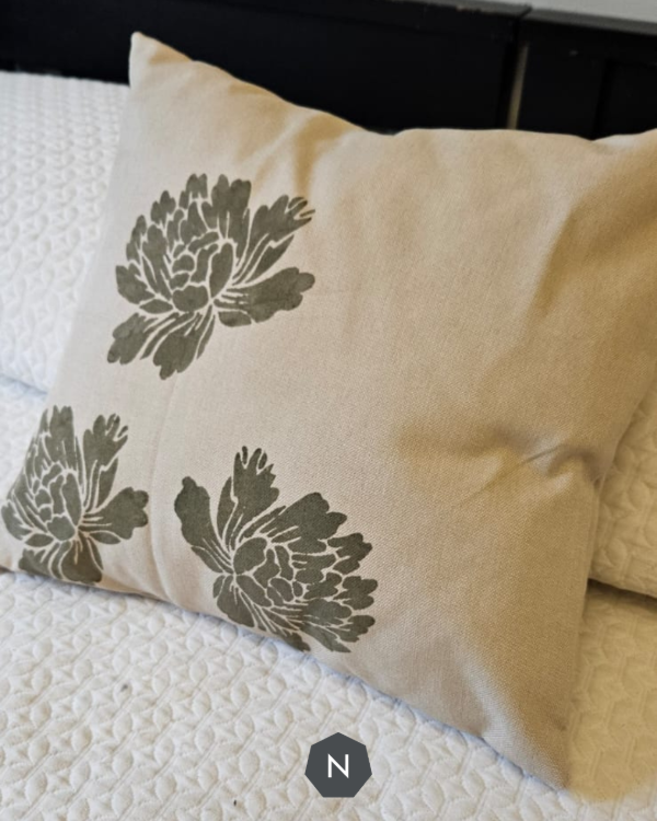 Producto - Funda almohadón flores verdes
