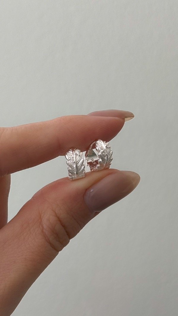 Producto - Argollas 11mm ramita lisa y mini cubic P925 - 0