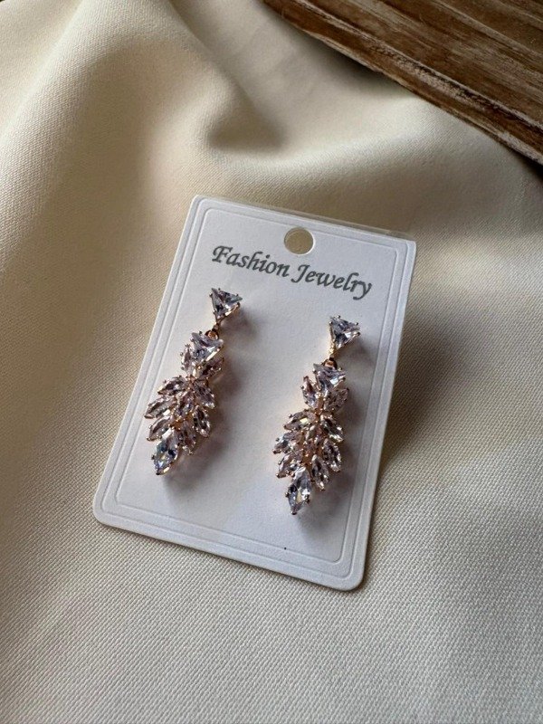 Producto - Aros FIESTA DORADO PLUMA con cristal