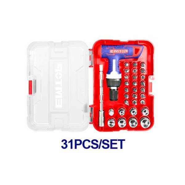 Producto - Set Destornillador con Mango T Crique de 31 Piezas CR-V - Emtop