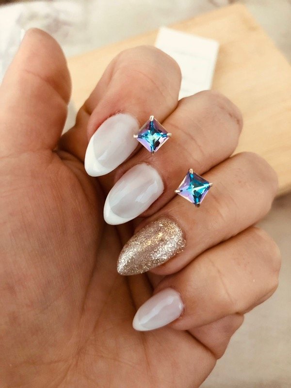 Producto - Pasantes Cuadraditos Lilas tornasolados Swarovski Plata 925