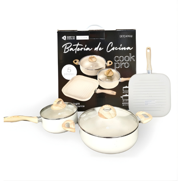 Producto - Bateria de Cocina Blanca 5pcs