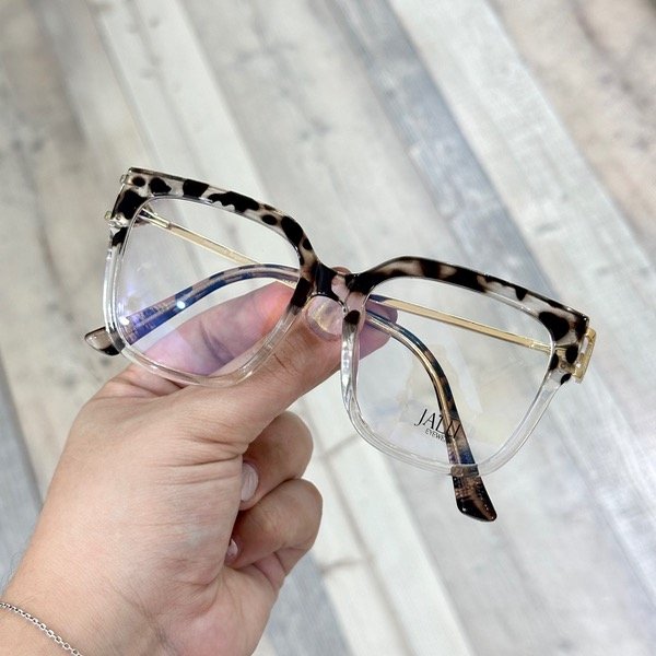 Producto - Jalú rectangular carey + cristales blue cut (de stock)