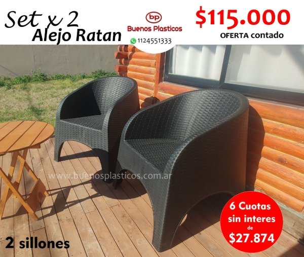 Producto - Set 2 sillones Alejos ratan negros