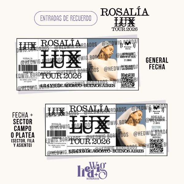 Producto - Entradas de recuerdo 14x6 - ROSALIA Lux Tour