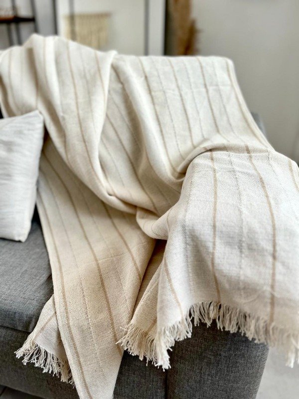 Producto - Manta rustica lineal Beige
