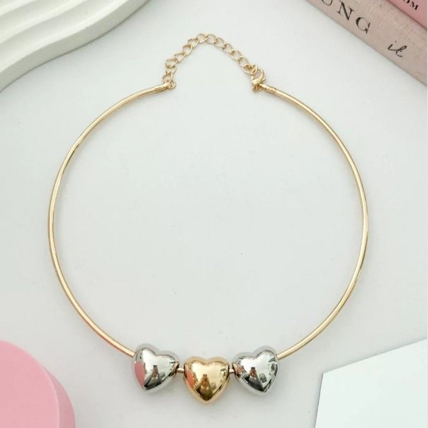 Producto - Choker rígido 3 corazones Combinado