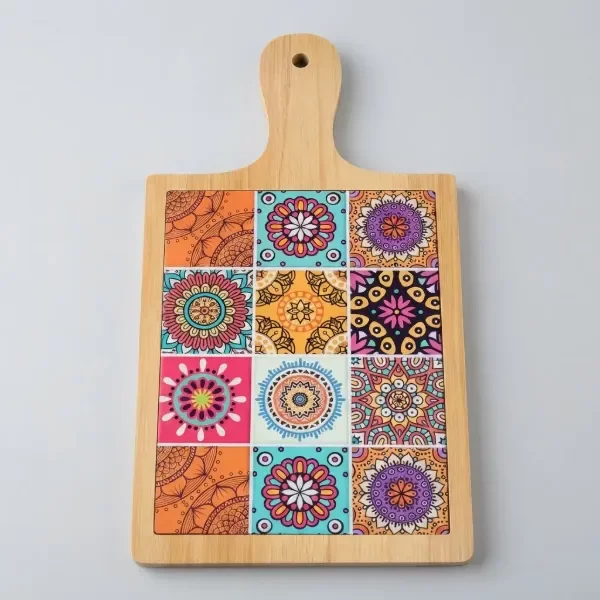 Producto - Posa Pava Fuente Madera- Dibujo Mandala en PVC Rectangular - 3