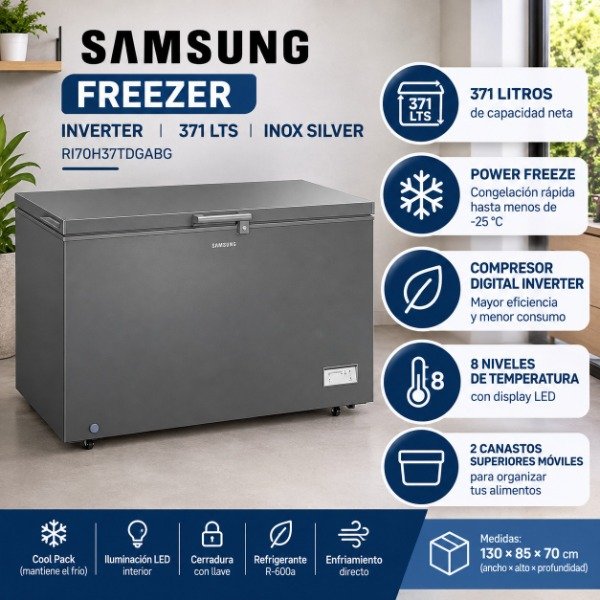 Producto - FREEZER SAMSUNG INVERTER 371LTS INOX SILVER RI70H37TDGABG