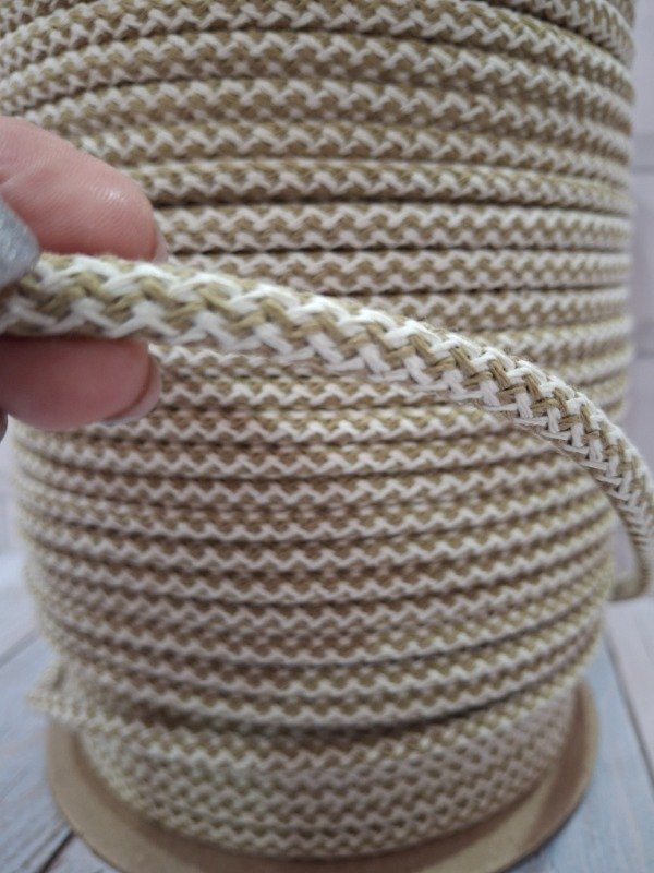 Producto - Cordón de algodón tejido 6/7mm LINEAL SIMIL YUTE Y CRUDO 100MTS