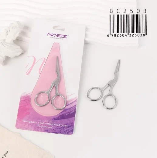 Producto - TIJERA PARA PESTANAS POSTIZAS Y CEJAS CURVA DE ACERO INOXIDABLE NAEZ