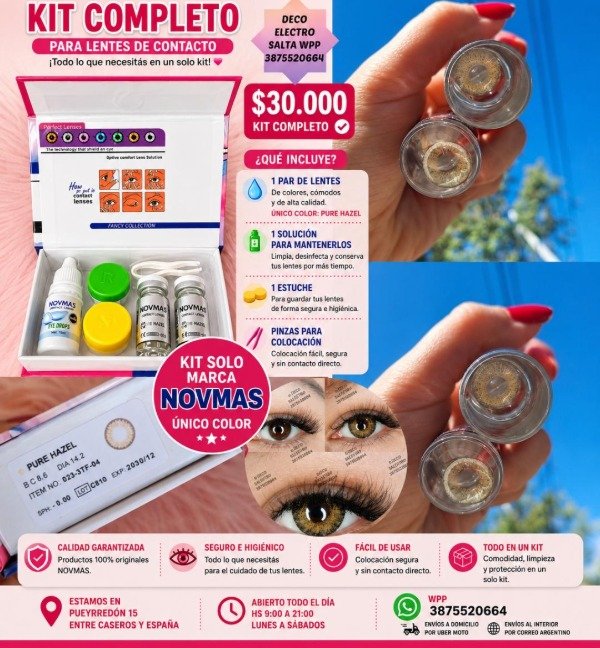 Producto - Kit LENTES DE CONTACTO PURE HAZEL NOVMAS