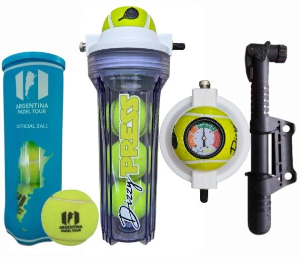 Producto - DizzyPRESS c/inflador + pelotas Argentina padel Tour x3