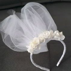 Producto - Vincha flores con velo blanco - 0