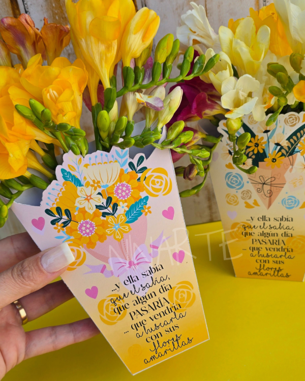 Producto - KIT IMPRIMIBLE CAJAS BOUQUET FLORES AMARILLAS