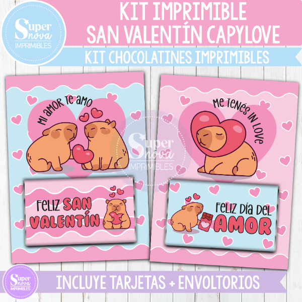 Producto - KIT IMPRIMIBLE SAN VALENTÍN CAPYLOVE CHOCOLATINES