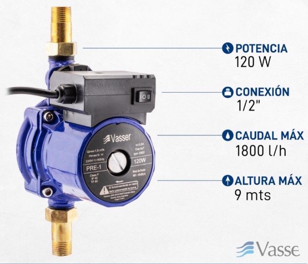 Producto - BOMBA AGUA PRESURIZADORA VASSER 120W