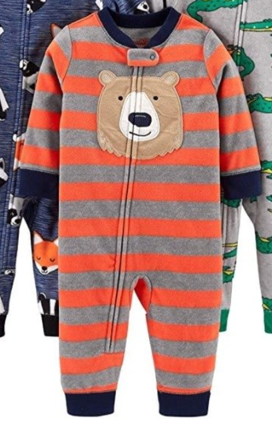 Producto - Enterito Micropolar Niño Rayado Naranja Oso SIN PIES