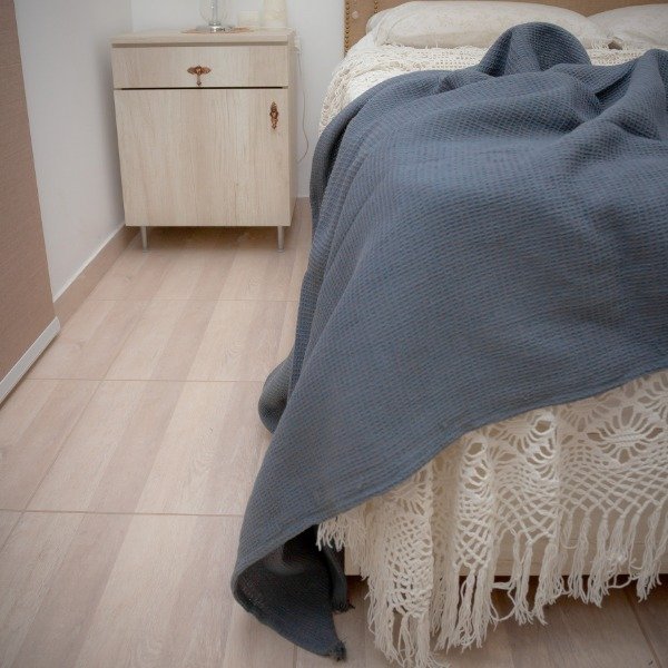 Producto - Pie de cama Wafle Azul Aero
